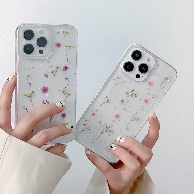 For iPhone 16e Gypsophila Flowers Pattern TPU Protective Phone Case(Purple) - iPhone 16e Cases by PMC TechLife | Online Shopping South Africa | PMC TechLife | Buy Now Pay Later Mobicred