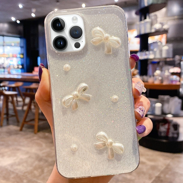 For iPhone 16 Pro Pearl Bow Glitter Epoxy TPU Phone Case(Three Knots) - iPhone 16 Pro Cases by PMC TechLife | Online Shopping South Africa | PMC TechLife | Buy Now Pay Later Mobicred