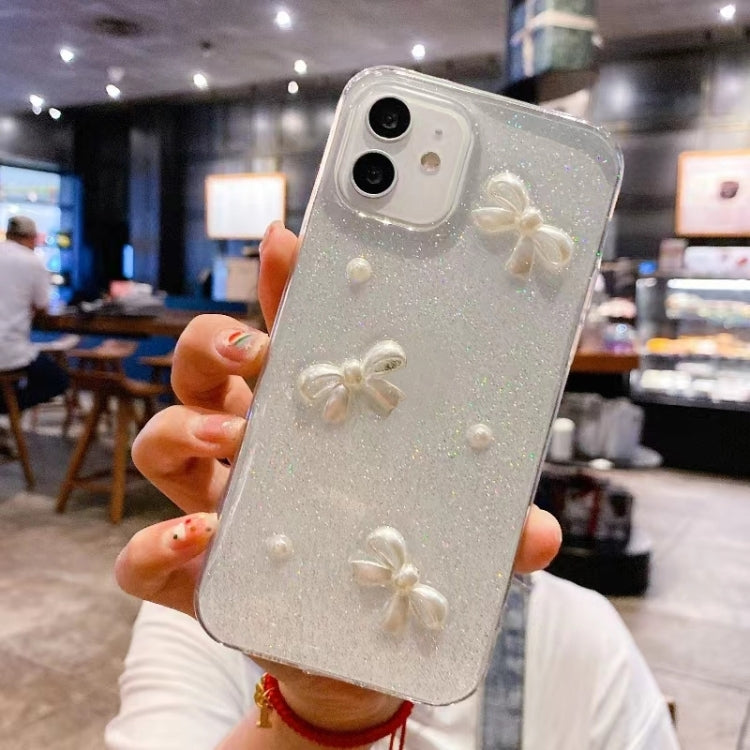 For iPhone 16 Pro Max Pearl Bow Glitter Epoxy TPU Phone Case(Cross Knots) - iPhone 16 Pro Max Cases by PMC TechLife | Online Shopping South Africa | PMC TechLife | Buy Now Pay Later Mobicred