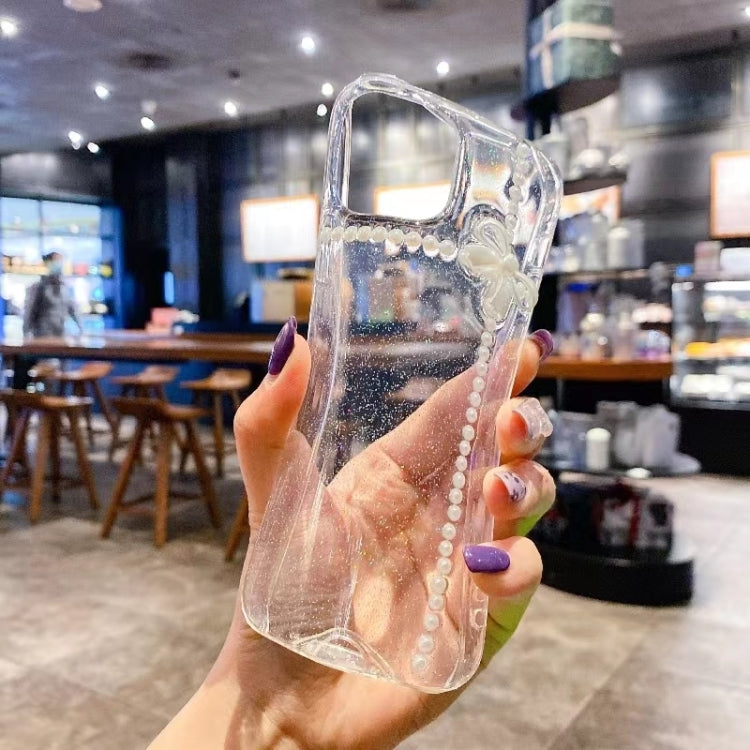 For iPhone 16e Pearl Bow Glitter Epoxy TPU Phone Case(Three Knots) - iPhone 16e Cases by PMC TechLife | Online Shopping South Africa | PMC TechLife | Buy Now Pay Later Mobicred