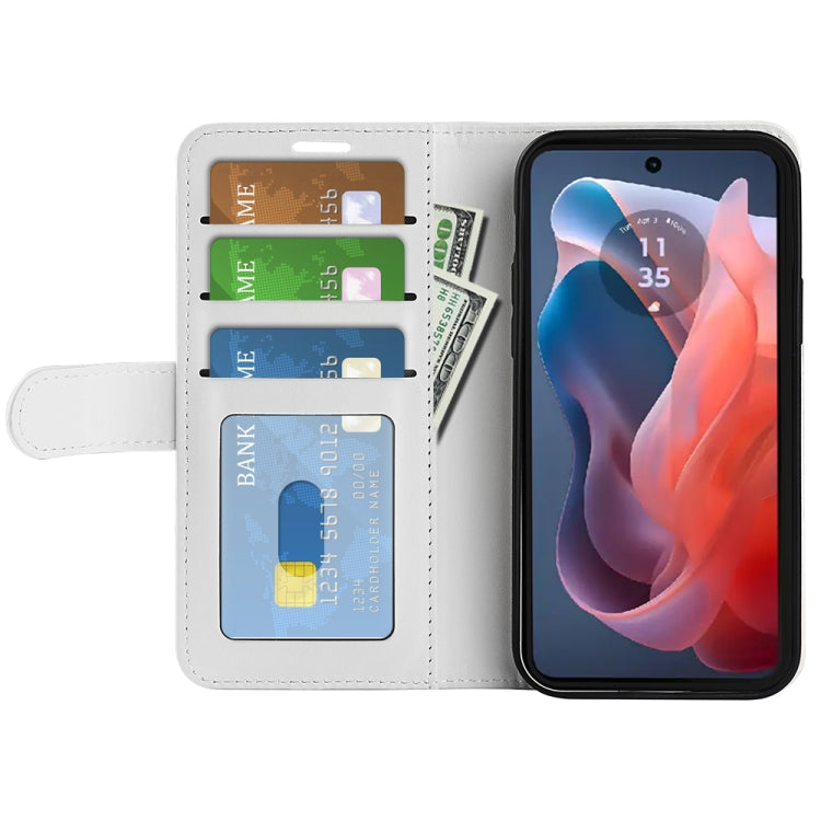 For Motorola Moto G Play 2024 R64 Texture Horizontal Flip Leather Phone Case(White) - Motorola Cases by PMC Jewellery | Online Shopping South Africa | PMC Jewellery | Buy Now Pay Later Mobicred