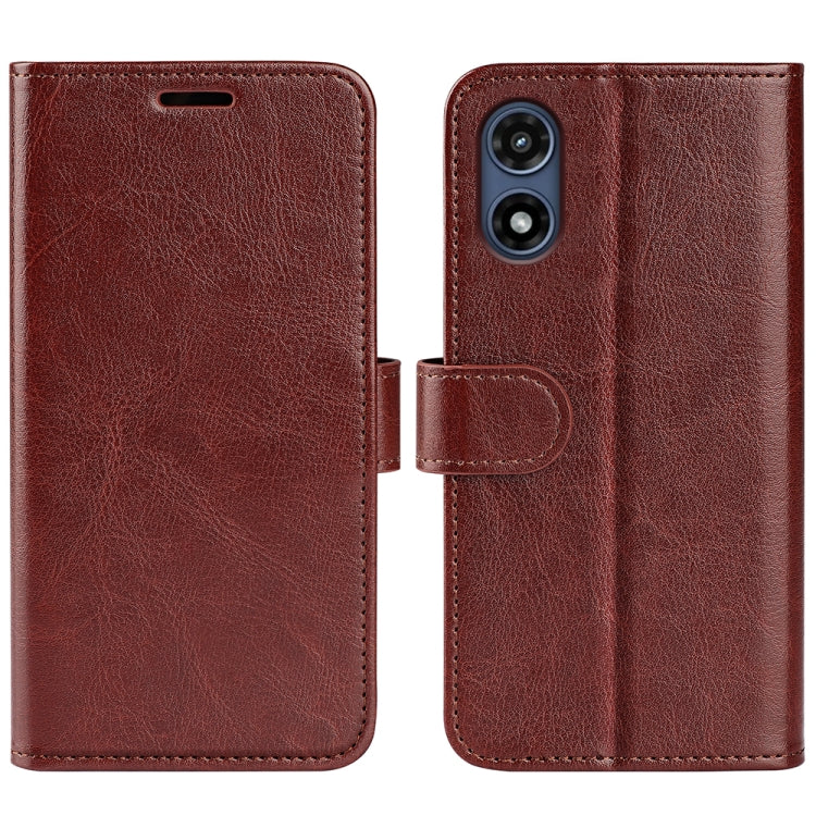 For Motorola Moto G Play 2024 R64 Texture Horizontal Flip Leather Phone Case(Brown) - Motorola Cases by PMC Jewellery | Online Shopping South Africa | PMC Jewellery | Buy Now Pay Later Mobicred