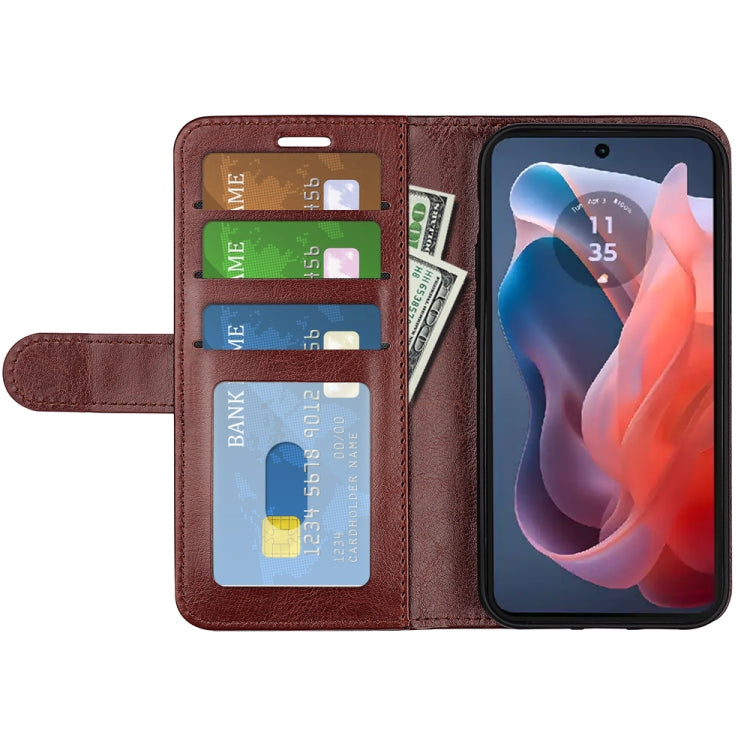 For Motorola Moto G Play 2024 R64 Texture Horizontal Flip Leather Phone Case(Brown) - Motorola Cases by PMC Jewellery | Online Shopping South Africa | PMC Jewellery | Buy Now Pay Later Mobicred