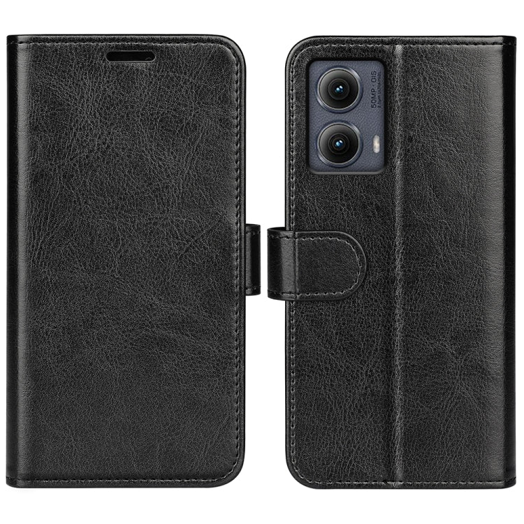 For Motorola Edge 5G 2024 R64 Texture Horizontal Flip Leather Phone Case(Black) - Motorola Cases by PMC Jewellery | Online Shopping South Africa | PMC Jewellery | Buy Now Pay Later Mobicred