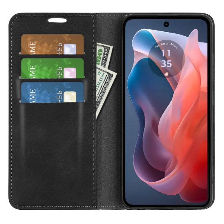 For Motorola Moto G Play 2024 Retro-skin Magnetic Suction Leather Phone Case(Black) - Motorola Cases by PMC Jewellery | Online Shopping South Africa | PMC Jewellery | Buy Now Pay Later Mobicred