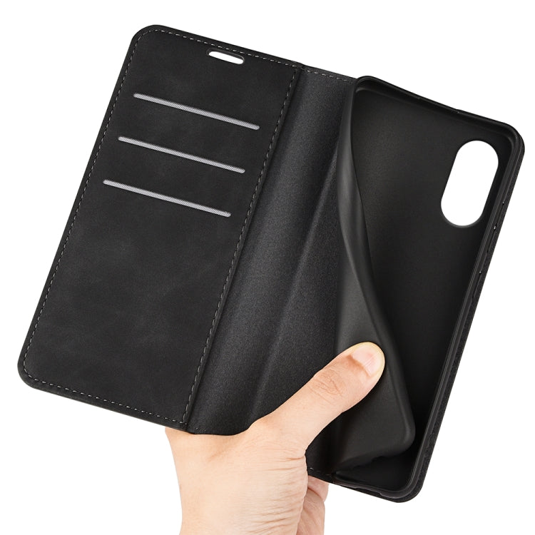 For Motorola Moto G Play 2024 Retro-skin Magnetic Suction Leather Phone Case(Black) - Motorola Cases by PMC Jewellery | Online Shopping South Africa | PMC Jewellery | Buy Now Pay Later Mobicred