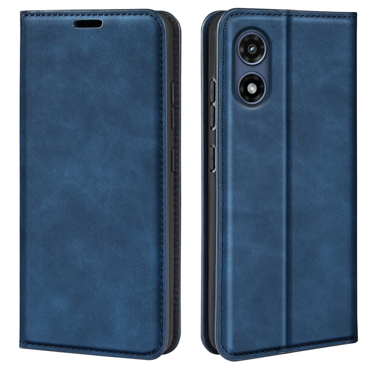 For Motorola Moto G Play 2024 Retro-skin Magnetic Suction Leather Phone Case(Dark Blue) - Motorola Cases by PMC Jewellery | Online Shopping South Africa | PMC Jewellery | Buy Now Pay Later Mobicred