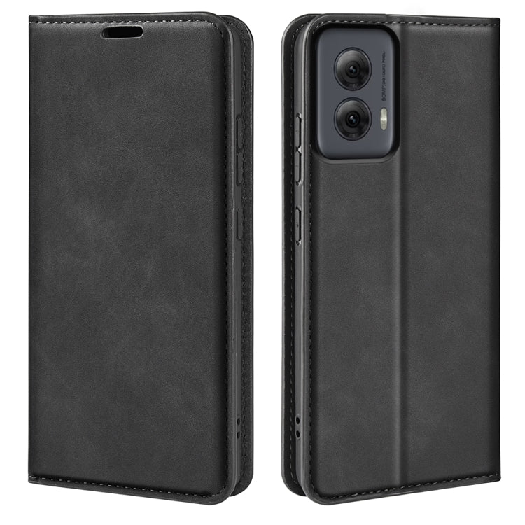 For Motorola Moto G Power 5G 2024 Retro-skin Magnetic Suction Leather Phone Case(Black) - Motorola Cases by PMC Jewellery | Online Shopping South Africa | PMC Jewellery | Buy Now Pay Later Mobicred