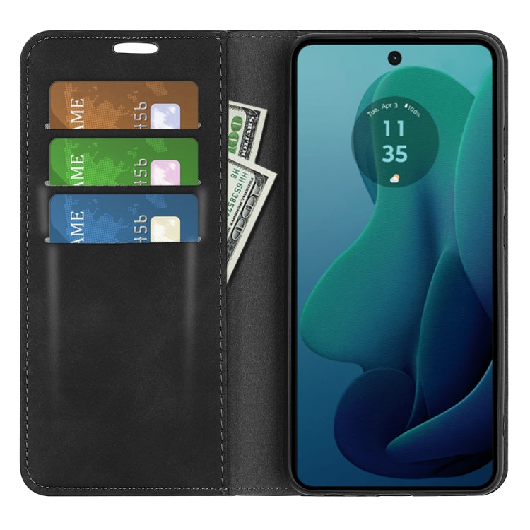 For Motorola Moto G 5G 2024 Retro-skin Magnetic Suction Leather Phone Case(Black) - Motorola Cases by PMC Jewellery | Online Shopping South Africa | PMC Jewellery | Buy Now Pay Later Mobicred