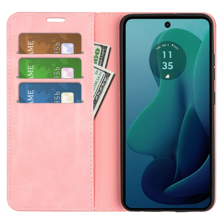 For Motorola Moto G 5G 2024 Retro-skin Magnetic Suction Leather Phone Case(Pink) - free shipping - PMC Jewellery - Order now!