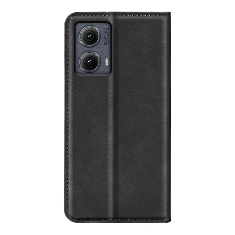 For Motorola Edge 5G 2024 Retro-skin Magnetic Suction Leather Phone Case(Black) - Motorola Cases by PMC Jewellery | Online Shopping South Africa | PMC Jewellery | Buy Now Pay Later Mobicred