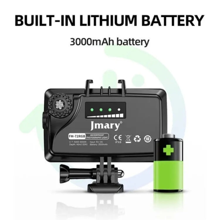 JMARY FM-72RGB Rechargeable Diving Photography RGB IPX8 Waterproof Camera LED Fill Light - free shipping - PMC TechLife - Order now!