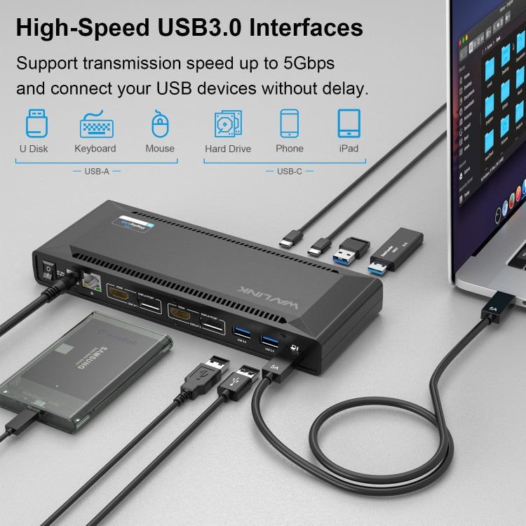 Wavlink UG69PD2 Dual 4K Fast Charging Integrated Docking Station, Plug:AU Plug - free shipping - PMc TechLife - Order now!
