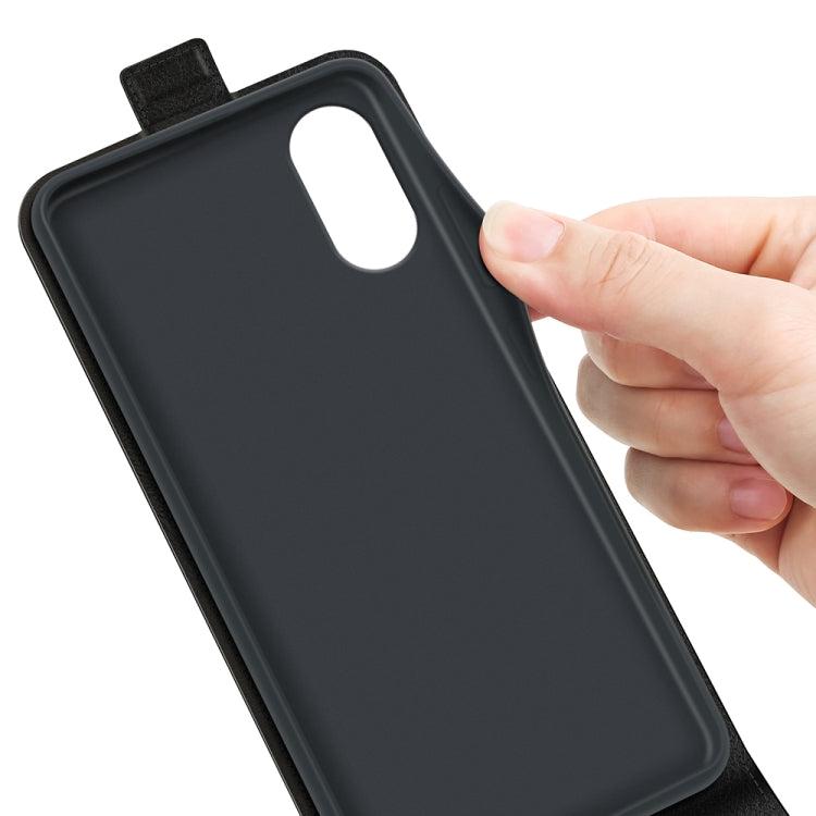 For Motorola Moto G Play 2024 R64 Texture Single Vertical Flip Leather Phone Case(Black) - Motorola Cases by PMC Jewellery | Online Shopping South Africa | PMC Jewellery | Buy Now Pay Later Mobicred