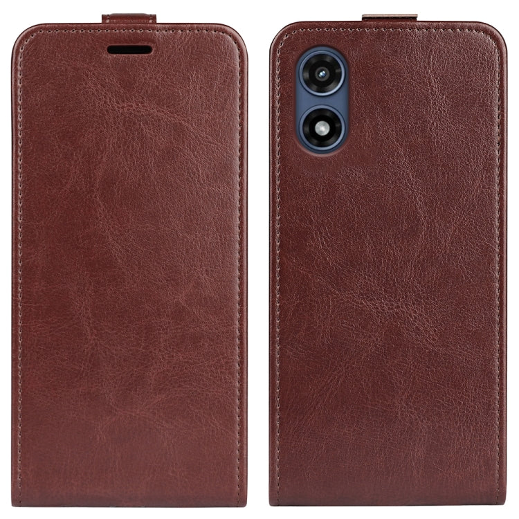 For Motorola Moto G Play 2024 R64 Texture Single Vertical Flip Leather Phone Case(Brown) - Motorola Cases by PMC Jewellery | Online Shopping South Africa | PMC Jewellery | Buy Now Pay Later Mobicred