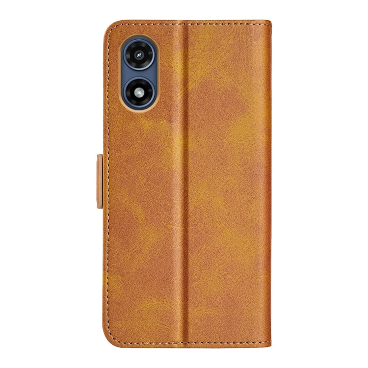 For Motorola Moto G Play 2024 Dual-side Magnetic Buckle Horizontal Flip Leather Phone Case(Yellow) - Motorola Cases by PMC Jewellery | Online Shopping South Africa | PMC Jewellery | Buy Now Pay Later Mobicred