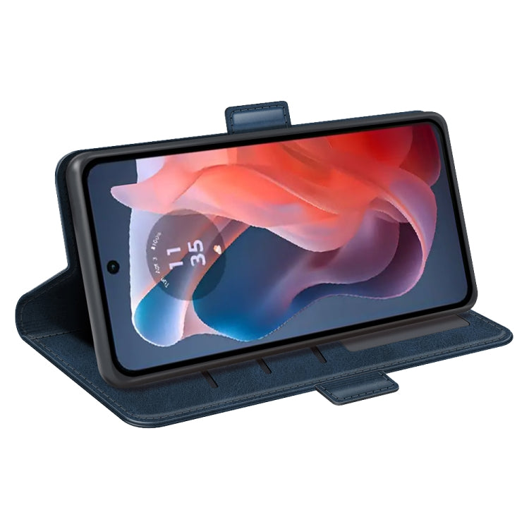 For Motorola Moto G Play 2024 Dual-side Magnetic Buckle Horizontal Flip Leather Phone Case(Dark Blue) - Motorola Cases by PMC Jewellery | Online Shopping South Africa | PMC Jewellery | Buy Now Pay Later Mobicred