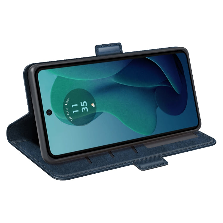 For Motorola Moto G 5G 2024 Dual-side Magnetic Buckle Horizontal Flip Leather Phone Case(Dark Blue) - Motorola Cases by PMC Jewellery | Online Shopping South Africa | PMC Jewellery | Buy Now Pay Later Mobicred