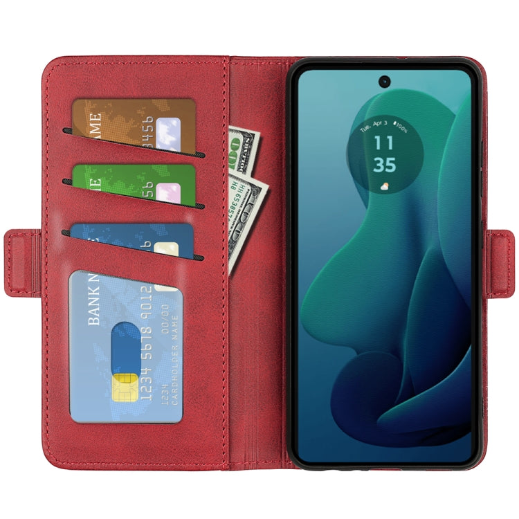 For Motorola Moto G 5G 2024 Dual-side Magnetic Buckle Horizontal Flip Leather Phone Case(Red) - Motorola Cases by PMC Jewellery | Online Shopping South Africa | PMC Jewellery | Buy Now Pay Later Mobicred