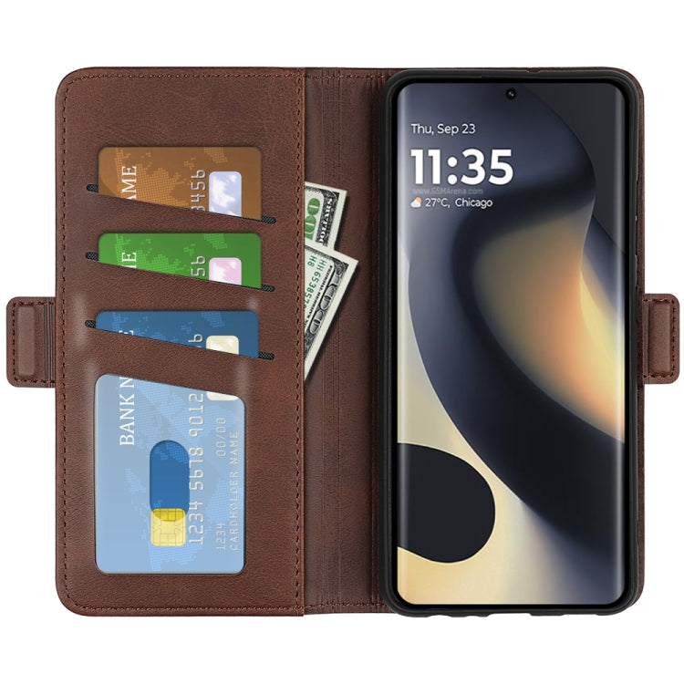 For Motorola Edge 5G 2024 Dual-side Magnetic Buckle Horizontal Flip Leather Phone Case(Brown) - free shipping - PMC Jewellery - Order now!