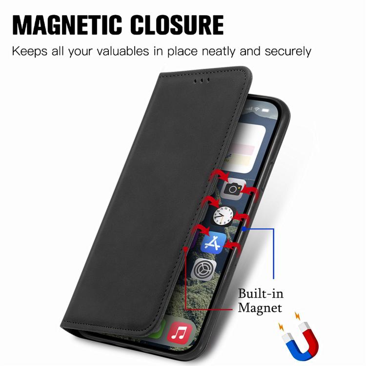 For iPhone 16e Retro Skin Feel Magnetic Flip Leather Phone Case(Black) - free shipping - PMC TechLife - Order now!
