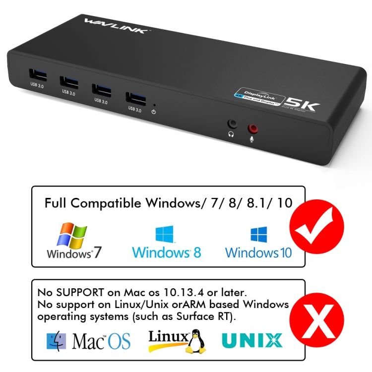 Wavlink UG69DK1 5K Type-C Dual Display USB 3.0 Video Gigabit Ethernet HDMI Docking Station, Plug:EU Plug - free shipping - PMC TechLife - Order now!