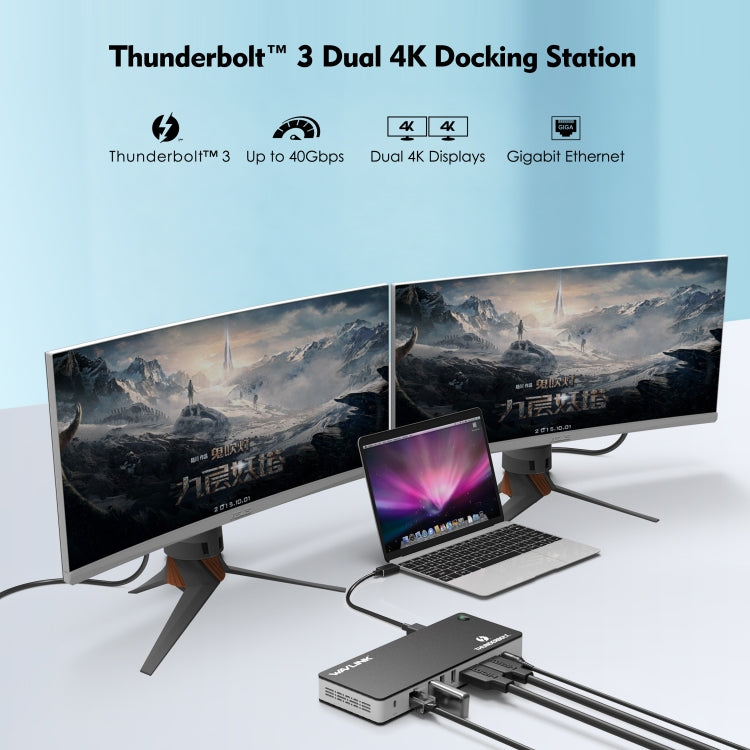 Wavlink UTD21H 60W Host Charging Thunderbolt 3 Docking Station 4K Dual Display 11 in 1 Ports, Plug:US Plug - free shipping - PMc TechLife - Order now!