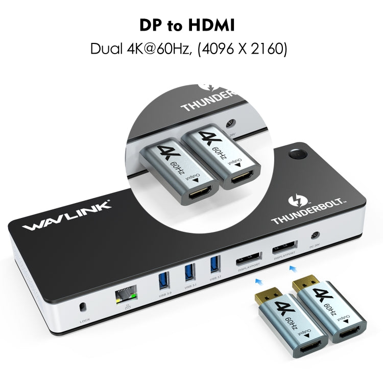 Wavlink UTD21H 60W Host Charging Thunderbolt 3 Docking Station 4K Dual Display 11 in 1 Ports, Plug:US Plug - free shipping - PMc TechLife - Order now!