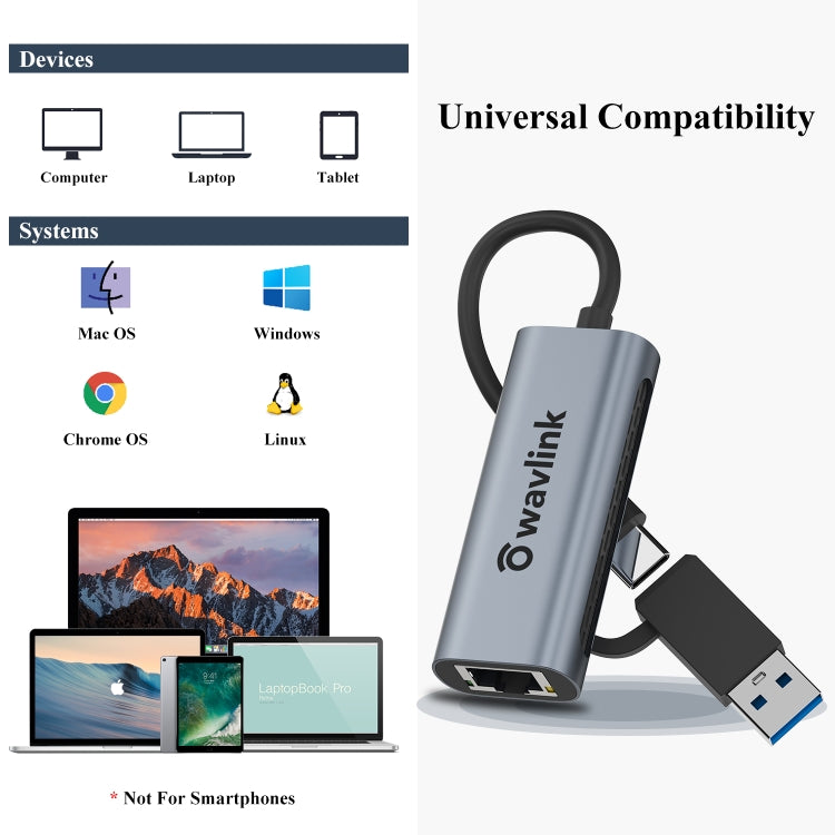 Wavlink NWU330GCA Gigabit Ethernet Adapter Type-C to 2.5 Network Card RJ45 LAN USB3.0 Converter - free shipping - PMC Jewellery - Order now!