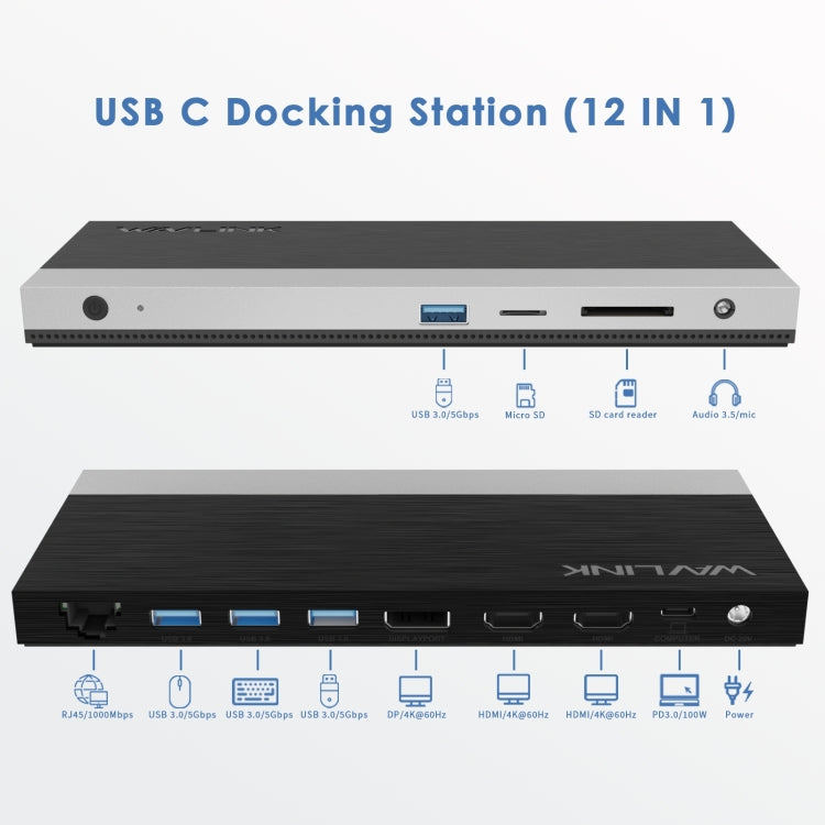 Wavlink UMD05 Display Port HDMI Port RJ45 Ethernet Triple Display MST Laptop Docking Station, Plug:AU Plug - free shipping - PMC Jewellery - Order now!