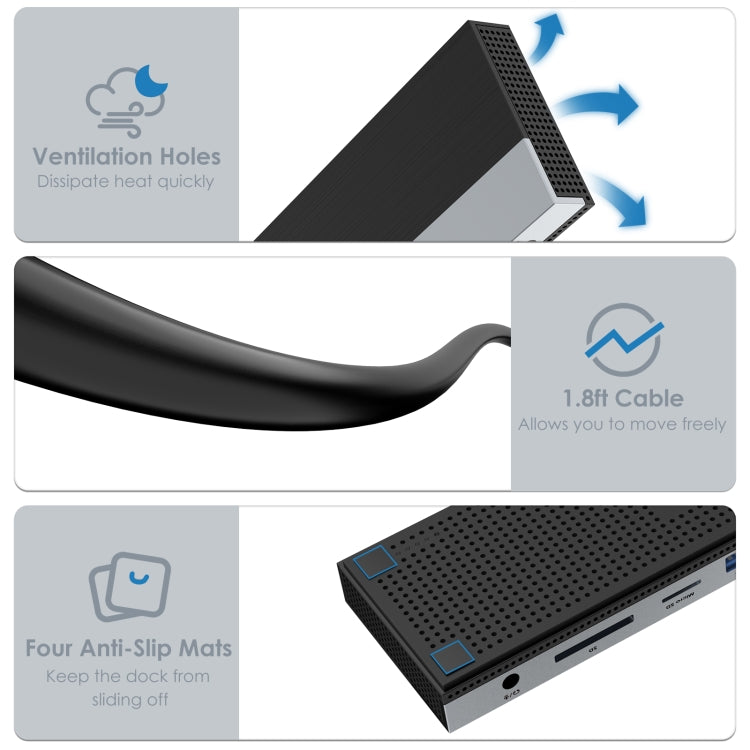 Wavlink UMD08 DisplayPort 12 in 1 Type-C Triple Display Docking Station - free shipping - PMC Jewellery - Order now!