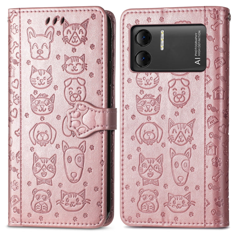 For DOOGEE X98 Pro / X98 Cat and Dog Embossed Leather Phone Case(Rose Gold) - Doogee Cases by PMC TechLife | Online Shopping South Africa | PMC TechLife | Buy Now Pay Later Mobicred
