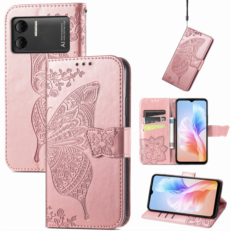 For DOOGEE X98 Pro / X98 Butterfly Love Flower Embossed Leather Phone Case(Rose Gold) - Doogee Cases by PMC TechLife | Online Shopping South Africa | PMC TechLife | Buy Now Pay Later Mobicred