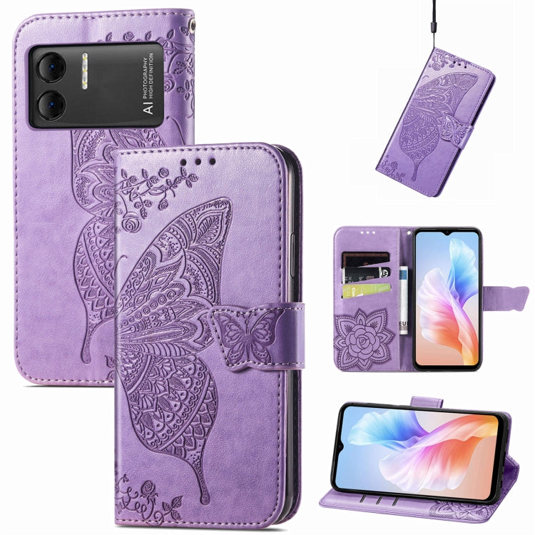 For DOOGEE X98 Pro / X98 Butterfly Love Flower Embossed Leather Phone Case(Purple) - free shipping - PMC TechLife - Order now!