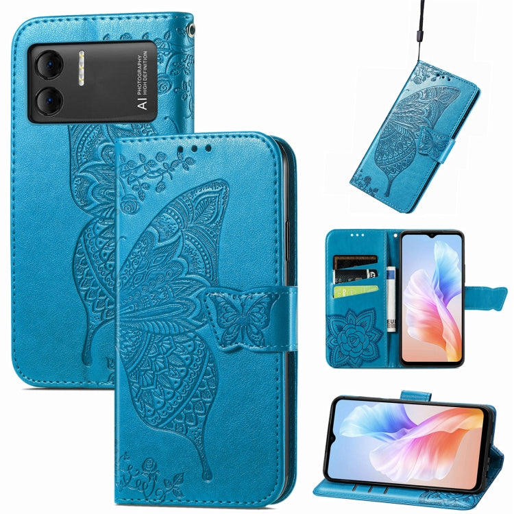 For DOOGEE X98 Pro / X98 Butterfly Love Flower Embossed Leather Phone Case(Blue) - free shipping - PMC TechLife - Order now!