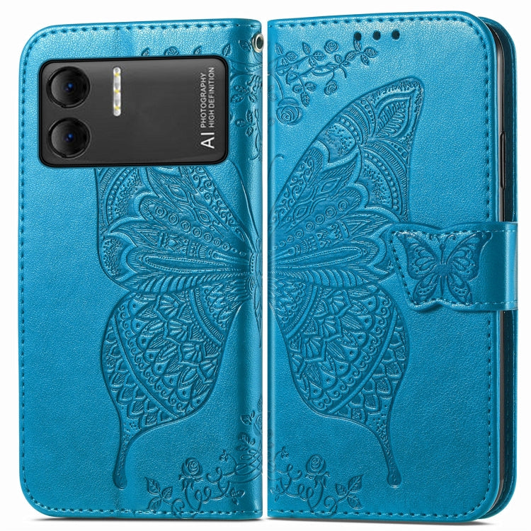 For DOOGEE X98 Pro / X98 Butterfly Love Flower Embossed Leather Phone Case(Blue) - free shipping - PMC TechLife - Order now!
