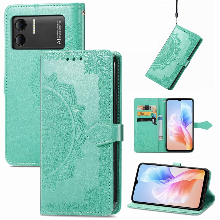 For DOOGEE X98 Pro / X98 Mandala Flower Embossed Leather Phone Case(Green) - Doogee Cases by PMC TechLife | Online Shopping South Africa | PMC TechLife | Buy Now Pay Later Mobicred