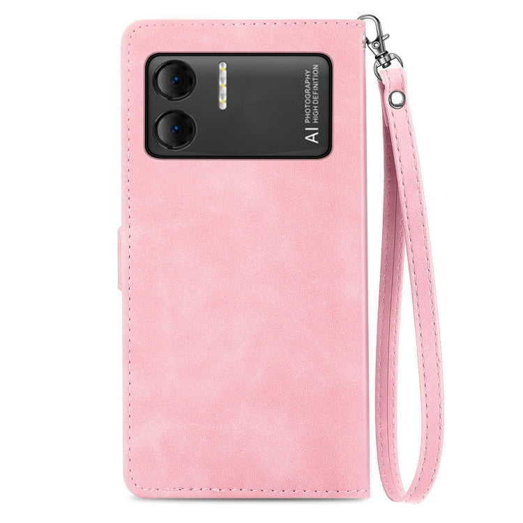 For DOOGEE X98 Pro / X98 Embossed Flower Zipper Leather Phone Case(Pink) - Doogee Cases by PMC TechLife | Online Shopping South Africa | PMC TechLife | Buy Now Pay Later Mobicred