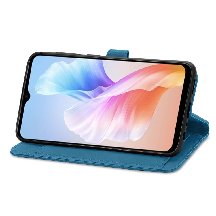 For DOOGEE X98 Pro / X98 Embossed Flower Zipper Leather Phone Case(Blue) - Doogee Cases by PMC TechLife | Online Shopping South Africa | PMC TechLife | Buy Now Pay Later Mobicred