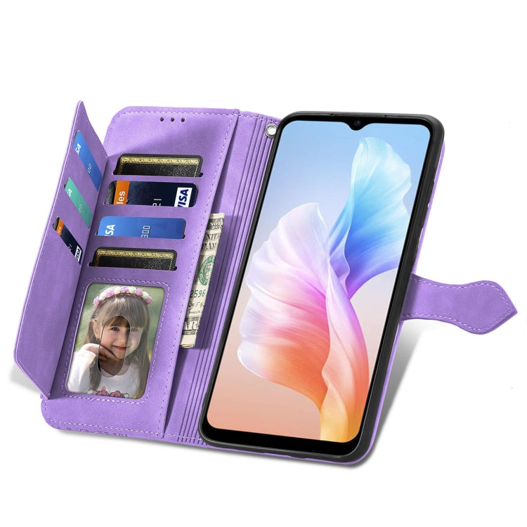 For DOOGEE X98 Pro / X98 Embossed Flower Zipper Leather Phone Case(Purple) - Doogee Cases by PMC TechLife | Online Shopping South Africa | PMC TechLife | Buy Now Pay Later Mobicred