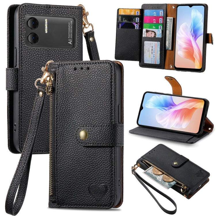 For DOOGEE X98 Pro / X98 Love Zipper Lanyard Leather Phone Case(Black) - Doogee Cases by PMC TechLife | Online Shopping South Africa | PMC TechLife | Buy Now Pay Later Mobicred