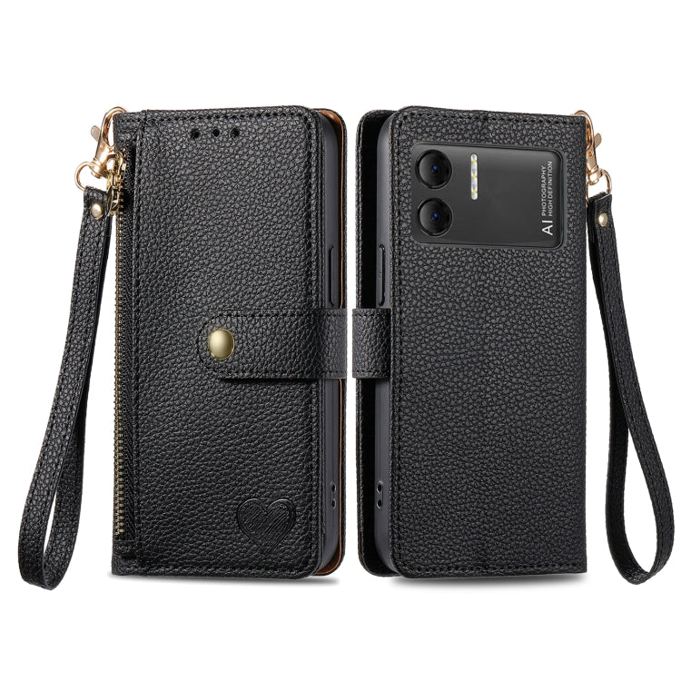 For DOOGEE X98 Pro / X98 Love Zipper Lanyard Leather Phone Case(Black) - Doogee Cases by PMC TechLife | Online Shopping South Africa | PMC TechLife | Buy Now Pay Later Mobicred