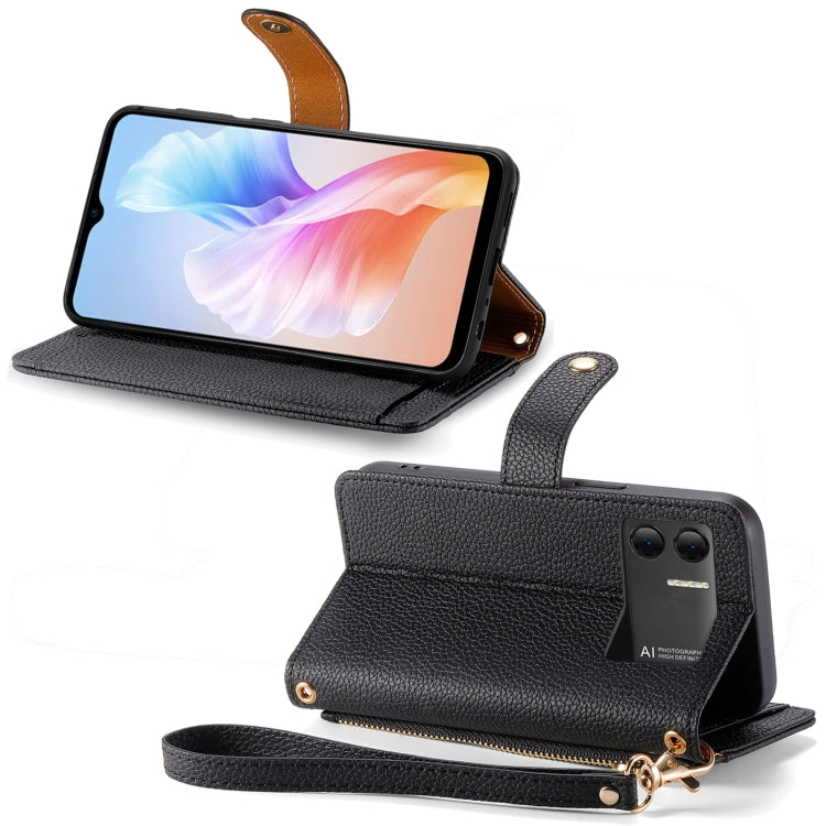 For DOOGEE X98 Pro / X98 Love Zipper Lanyard Leather Phone Case(Black) - Doogee Cases by PMC TechLife | Online Shopping South Africa | PMC TechLife | Buy Now Pay Later Mobicred