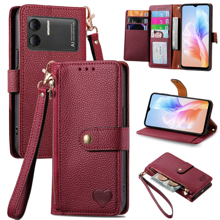For DOOGEE X98 Pro / X98 Love Zipper Lanyard Leather Phone Case(Red) - Doogee Cases by PMC TechLife | Online Shopping South Africa | PMC TechLife | Buy Now Pay Later Mobicred
