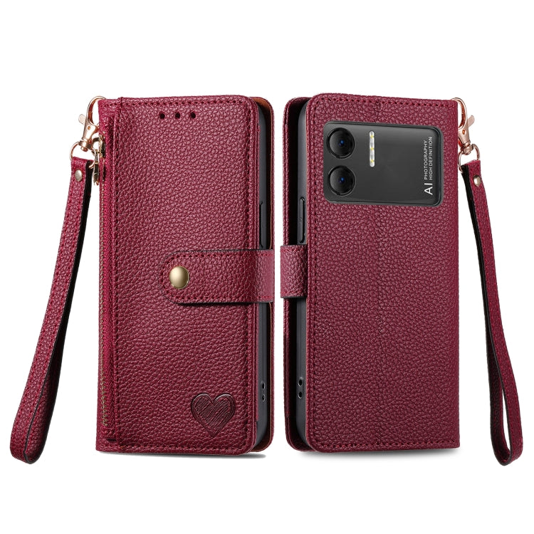 For DOOGEE X98 Pro / X98 Love Zipper Lanyard Leather Phone Case(Red) - Doogee Cases by PMC TechLife | Online Shopping South Africa | PMC TechLife | Buy Now Pay Later Mobicred