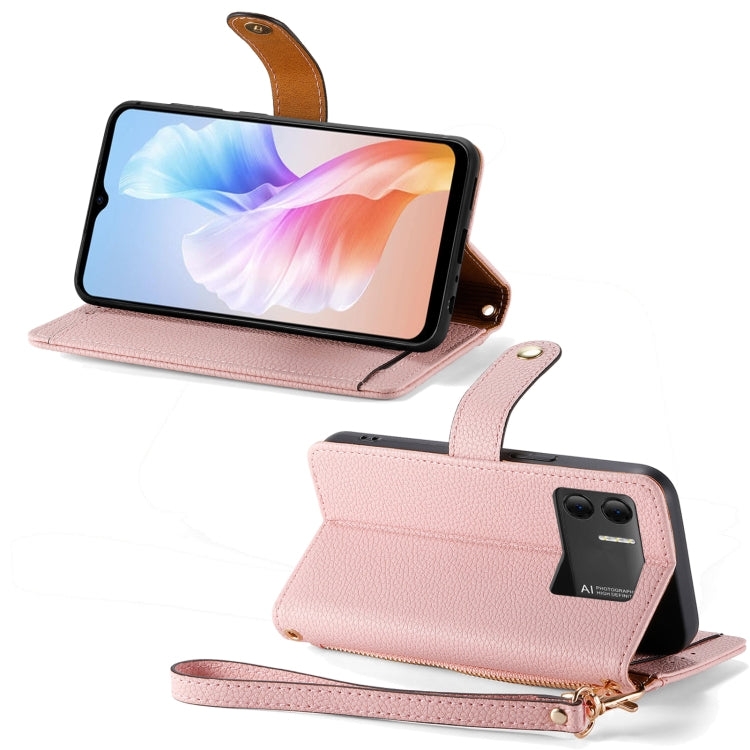 For DOOGEE X98 Pro / X98 Love Zipper Lanyard Leather Phone Case(Pink) - Doogee Cases by PMC TechLife | Online Shopping South Africa | PMC TechLife | Buy Now Pay Later Mobicred