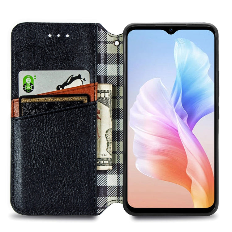 For DOOGEE X98 Pro / X98 Cubic Grid Pressed Magnetic Leather Phone Case(Black) - Doogee Cases by PMC TechLife | Online Shopping South Africa | PMC TechLife | Buy Now Pay Later Mobicred