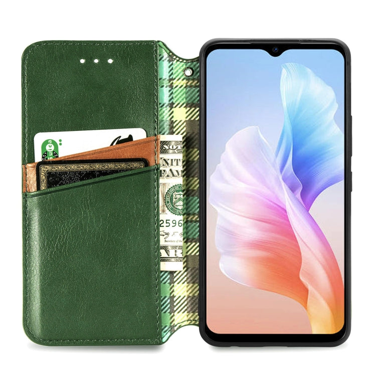 For DOOGEE X98 Pro / X98 Cubic Grid Pressed Magnetic Leather Phone Case(Green) - Doogee Cases by PMC TechLife | Online Shopping South Africa | PMC TechLife | Buy Now Pay Later Mobicred