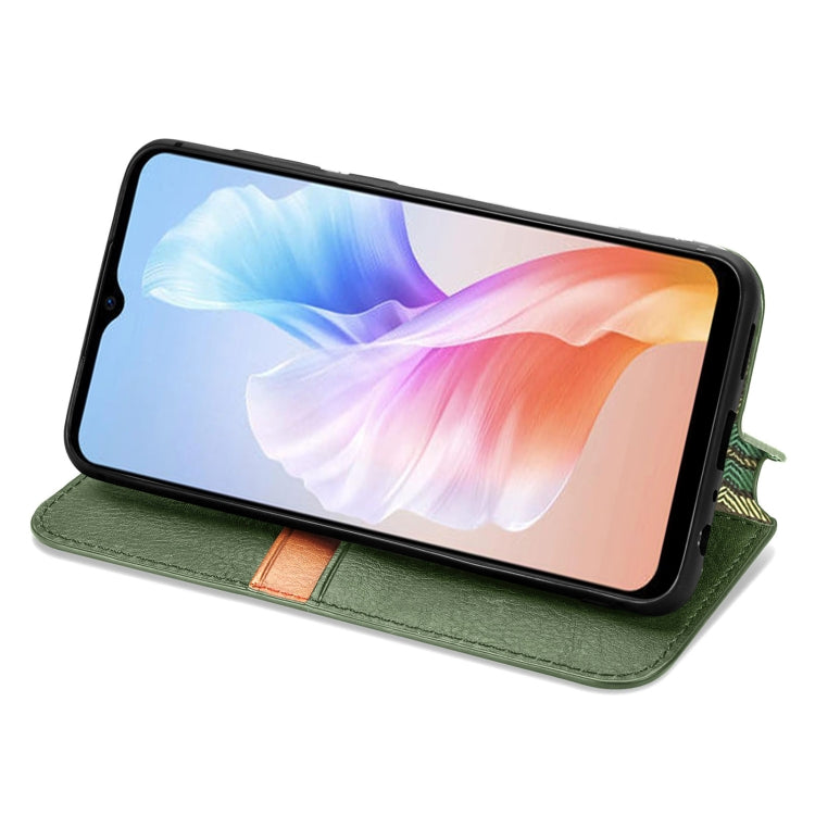 For DOOGEE X98 Pro / X98 Cubic Grid Pressed Magnetic Leather Phone Case(Green) - Doogee Cases by PMC TechLife | Online Shopping South Africa | PMC TechLife | Buy Now Pay Later Mobicred