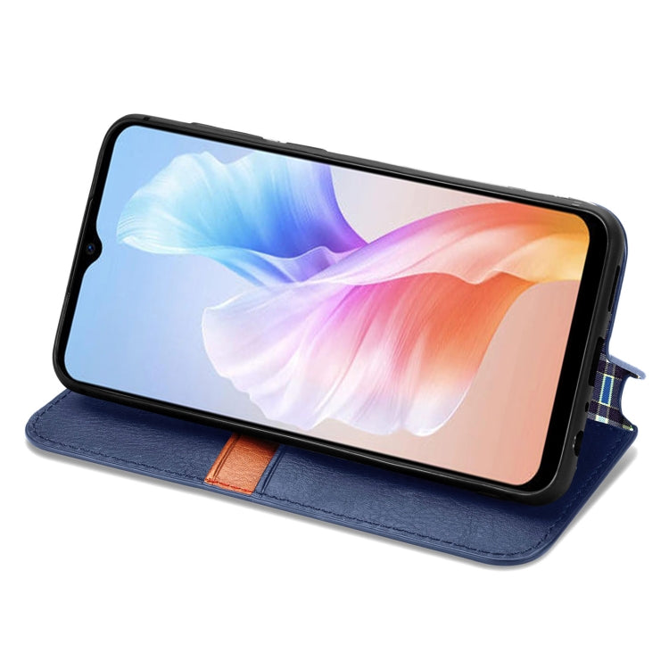 For DOOGEE X98 Pro / X98 Cubic Grid Pressed Magnetic Leather Phone Case(Bule) - Doogee Cases by PMC TechLife | Online Shopping South Africa | PMC TechLife | Buy Now Pay Later Mobicred